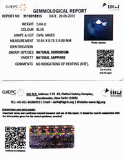 5.64/CT Natural Blue Sapphire with Govt Lab Certificate-(3441)